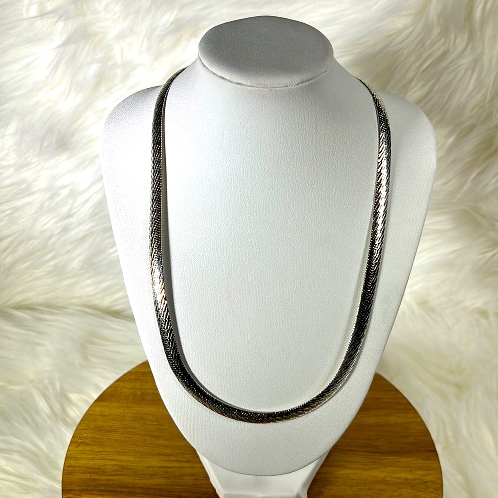 925 Stirling Silver Herringbone Diamond Cut 18 Inch Necklace